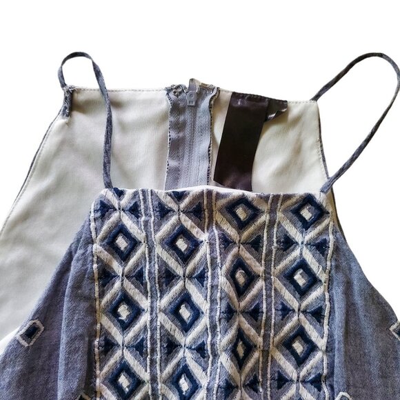 Embroidered Chambray Lined Cotton Sun Dress Jr Size 9 - Picture 5 of 11